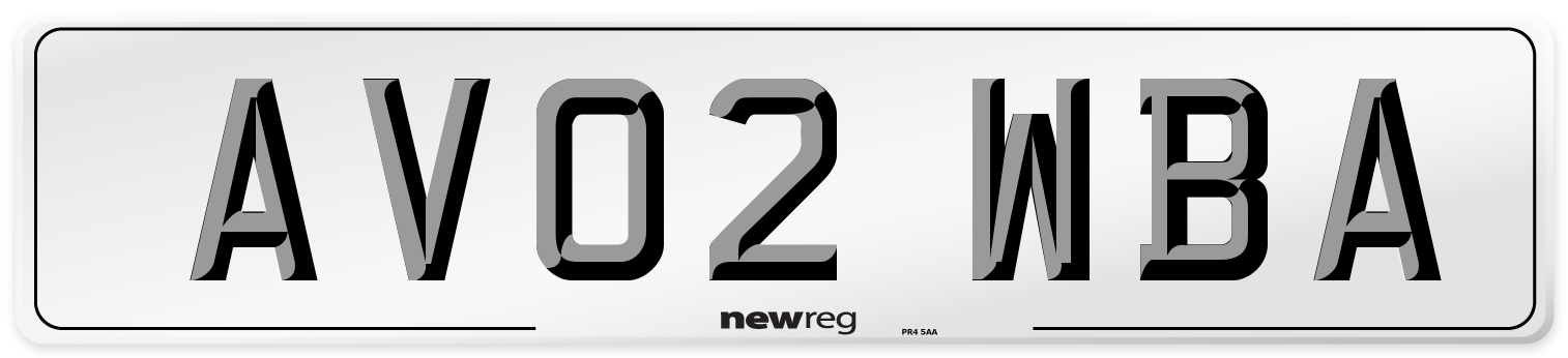 AV02 WBA Number Plate from New Reg
